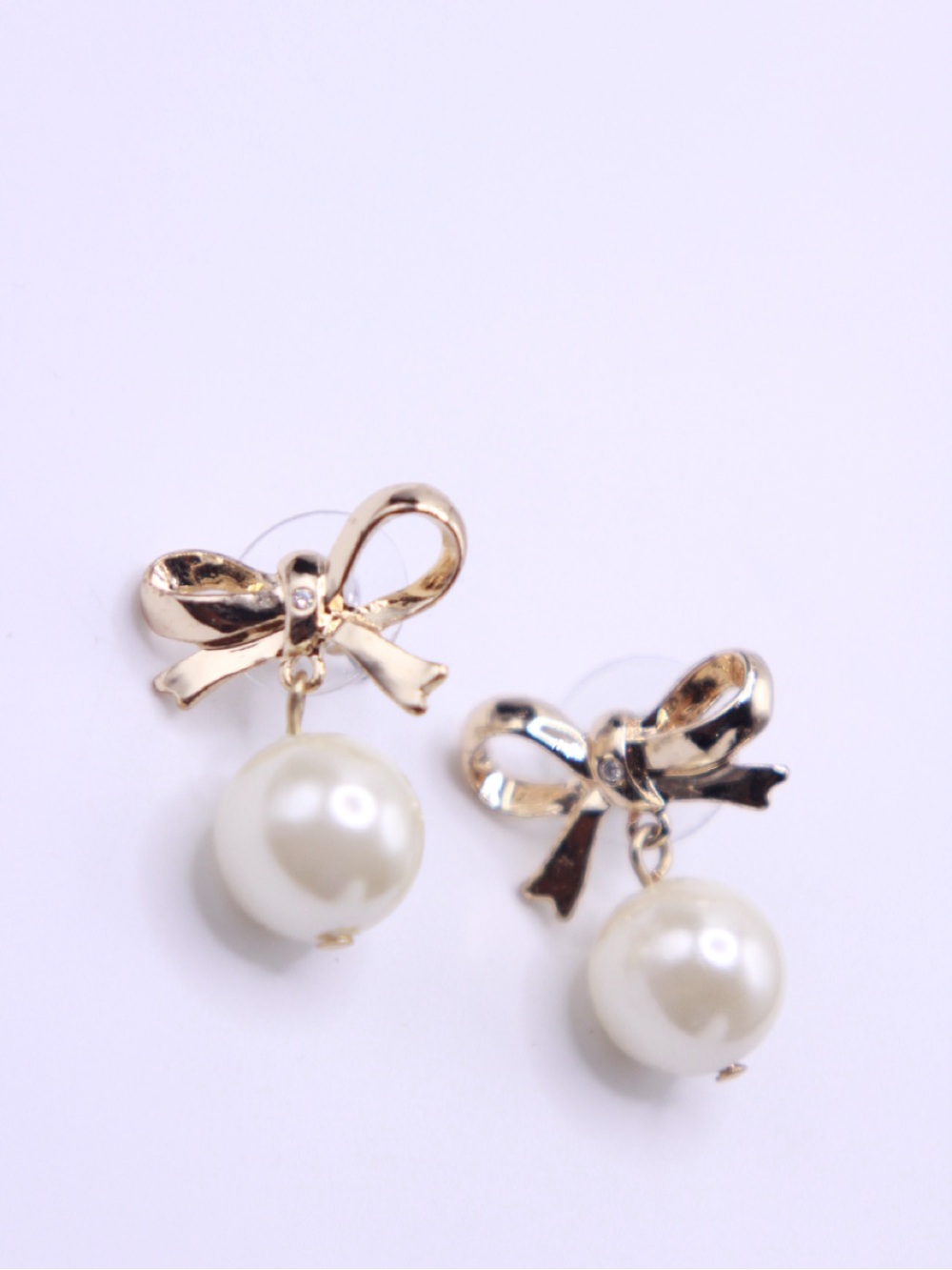 J. Crew Gold plated Bow Earrings with Cream Pearl Drops